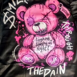 Pink Graphic Teddy Bear Jersey Tee-Shirt Brand New Vibrant Colors. No Fade.
